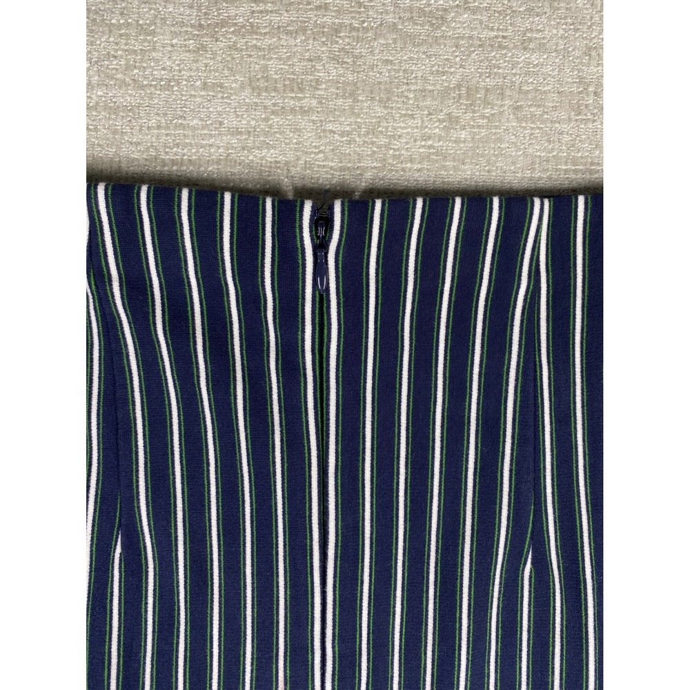 Ann Taylor Striped Flounce Hem Midi Skirt Women M Navy Blue White Green Ruffle - Picture 7 of 7